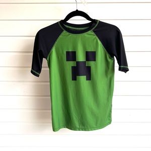 Minecraft Creeper swim shirt rash guard, NWOT boys size L